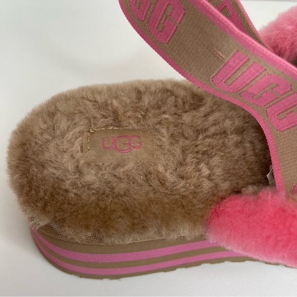 UGG Disco Stripe Fur Sandal Slide comfy Size 8 - Picture 5 of 12